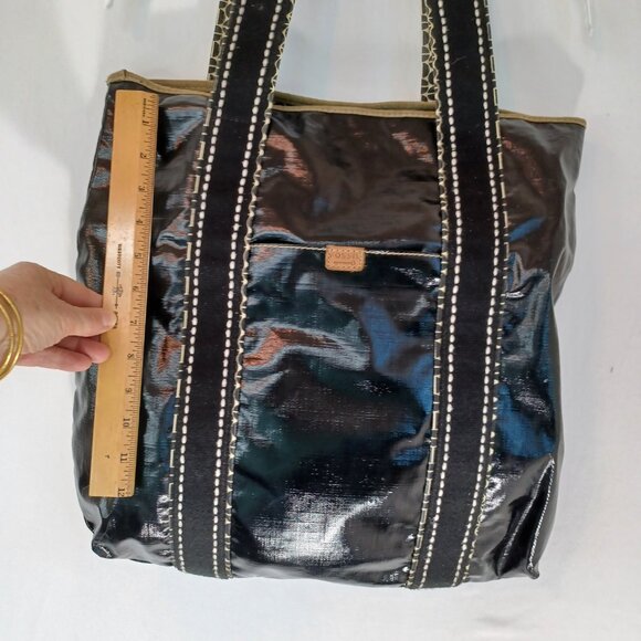 Fossil Key Per Bag Large Black Waxed Canvas Shoulder Tote - Picture 10 of 16